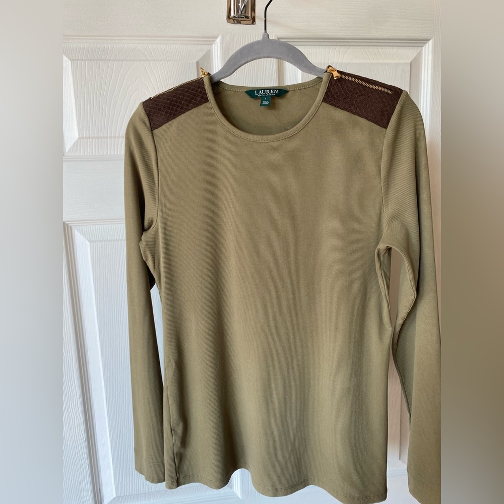 Ralph Lauren Green Micro-Ribbed Long Sleeve